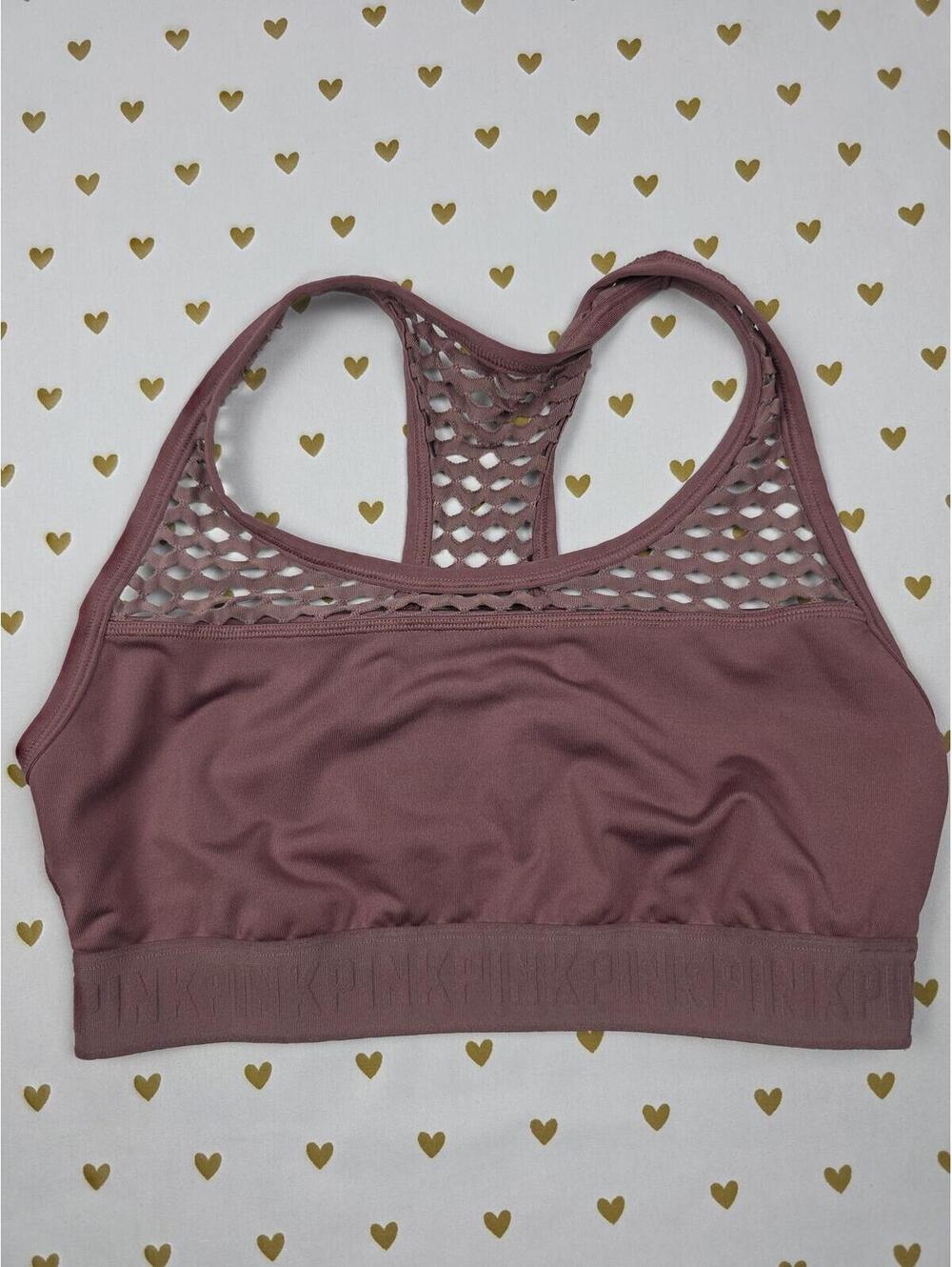 Victorias Secret Pink Active Rose Mesh Large Bralette Bra Top Tank